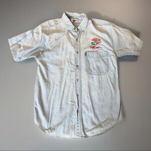 Vintage NASCAR Jeff Gordon #24 Denim Button Mens Shirt Large Dupont Embroidered